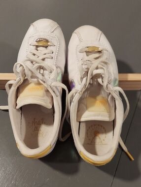 Nike White Sneakers with Iridescent and Gold Accents